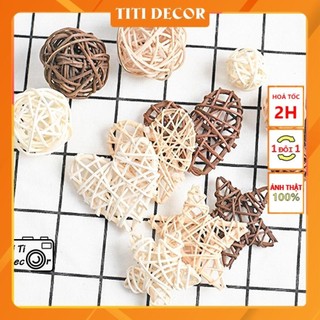 Trái tim, ngôi sao, cầu mây trang trí chụp ảnh, decor nhà cửa, cửa hàng