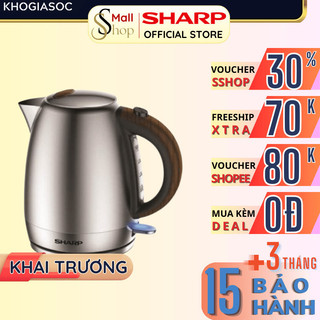 Bình đun siêu tốc cao cấp sharp 1.7l 2200w, chất liệu inox cap cấp, tự ngắt khi sôi ekj-17evsd-wd - sshop