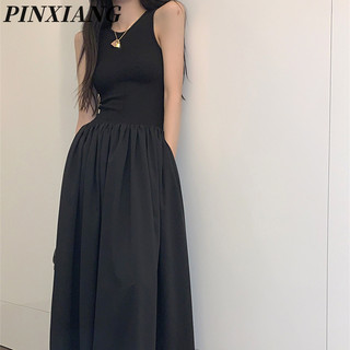 Pinxiang Nữ Mới Pháp Retro Niche Váy Dài Eo Giảm Béo