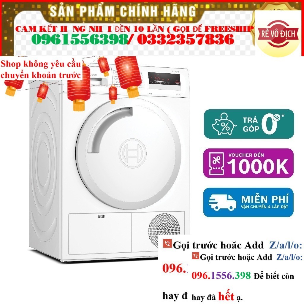 >> CH Máy sấy ngưng tụ 8Kg Bosch WTN84201MY - Series 4 <<