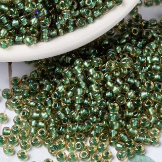 10g MIYUKI Tròn Rocailles Hạt Giống Nhật Bản 8 / 0 (RR375) Đèn Lót Xanh Lấp Lánh Lỗ 3mm: 1.1mm khoảng 422 ~ 455 chiếc / 10g