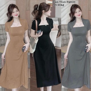 Đầm Thun Tăm Nữ Cổ Cúp Ngực Dáng Dài Siêu Co Giãn Xinh Đẹp Thiết Kế Thời Trang Bigsize Đẹp Sang Chảnh Freesize 45-95kg