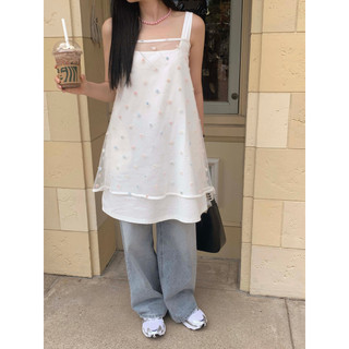 Hàn Quốc ins Spring Layered Sheen Device Petal Gạc Camisole