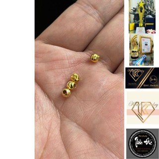 Charm mini Bi tròn Khía Lục giác chắc khoẻ lấp lánh - Bi Vàn.g 10kara - sz 4 ly new