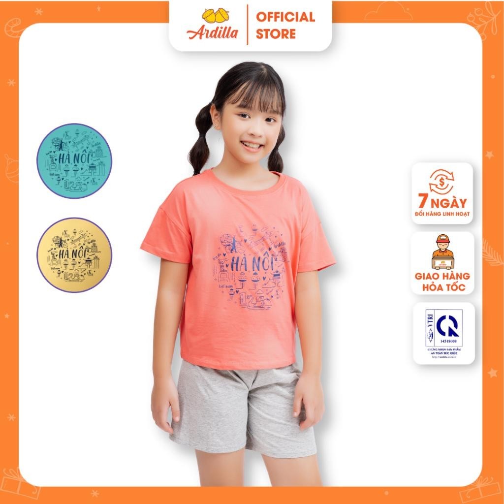 Bộ Quần Áo Bé Gái Cộc Tay ARDILLA Thiết Kế Họa Tiết Đơn Giản, Năng Động, Chất Liệu Thoáng Mát Cho Bé 8-13 Tuổi T159GS21