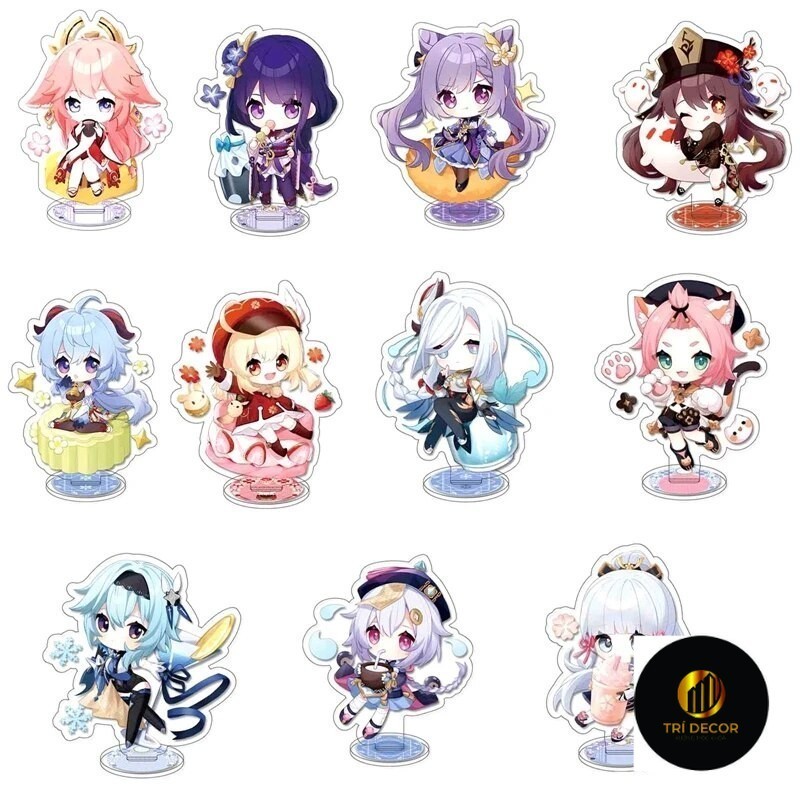 Mô hình Standee Genshin Anime Fig Acrylic Stand Venti Klee Keqing Barbara sd Phụ kiện trang trí để b
