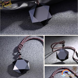 Dây chuyền mặt đá obsidian hình lục giác độc đáo dành cho nam