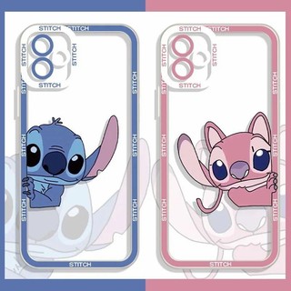 Ốp Điện Thoại Cho Iphone 11 12 13 14 15 Pro Max 6 6S 7 8 Plus 7Plus 12 Mini XS Max XR SE 2022 Ốp Lưng Mềm Trong Suốt Anime Little Monster Dễ Thương Stitch Chống Sốc Vuông Silicon