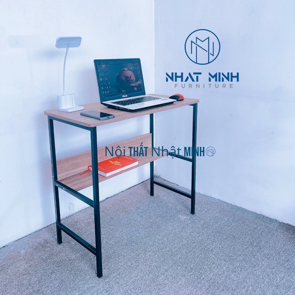 Bàn học, làm việc có kệ lửng , bàn gỗ khung sắt KT 40X80X75cm , bảo hành 12 tháng | BigBuy360 - bigbuy360.vn