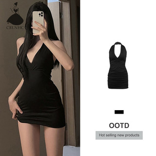 Crlnhc Đầm Ôm Hai Dây Cổ Chữ v Màu Đen Quyến Rũ Dành Cho Nữ Dự Tiệc Đêm vn