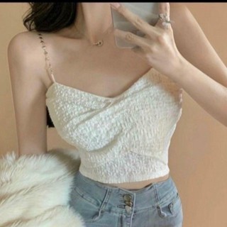 Áo 2 dây nữ phối xích vặn kiểu phom croptop hottrend