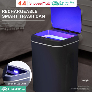Thùng Rác Cảm Biến Tiết Kiệm Năng Lượng Hình Chữ Nhật Thông Minh 12L / 14L / 16L Thân Thiện Với Môi Trường
