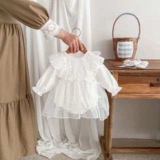 Đầm Trẻ Em 2024 Phong Cách Mới Bé Gái Cotton Ren Thêu Một Mảnh Áo Liền Quần Một Tuổi Bé Gạc Đầm Công Chúa