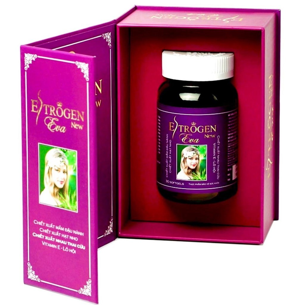 Viên uống Estrogen Eva Giúp hỗ trợ cải thiện các biểu hiện do suy giảm nôi tiết 1h/30viên nang mềm