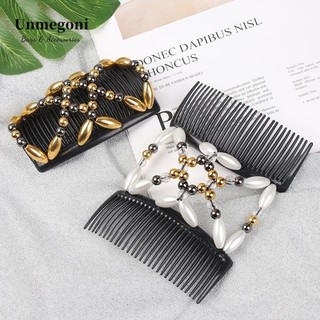 Unmegoni cài tóc hai đầu co giãn đính hạt nhiều màu làm thủ công cho nữ