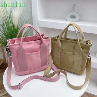 Shanlin Túi đeo chéo phong cách Nhật Bản. Túi đeo vai vải có dây kéo nhiều túi. Túi xách thời trang Dung tích lớn Học sinh Túi đi học Túi Tote màu trơn Mua sắm