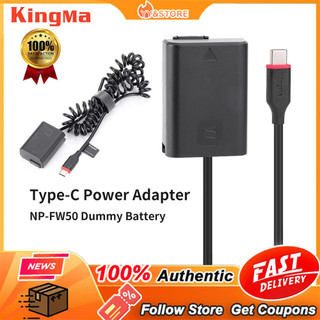 Pin giả kingma np-fw50 kèm bộ chuyển đổi nguồn usb type-c cho sony zv-e10 a7m2 a7ii a7s2 a7r a7rii a6000 a6300 a6400 a6500
