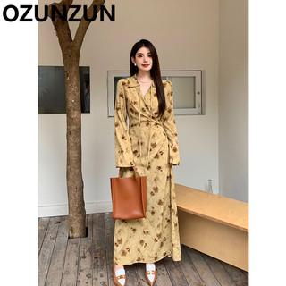 Đầm voan dài tay in họa tiết thời trang Ozunzun 6133