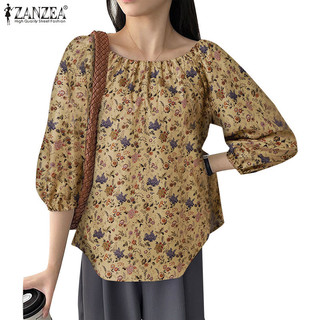 Zanzea Áo kiểu dáng rộng cổ tròn in hoa thời trang Hàn Quốc dành cho nữ