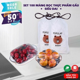 Màng bọc thực phẩm có túi gấu set 100 cái dùng nhiều lần