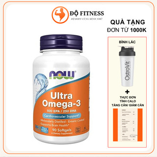 Dầu cá Ultra Omega 3 Now 90 viên và 180 viên 500 EPA/250 DHA Viên Uống sức khoẻ não bộ, mắt