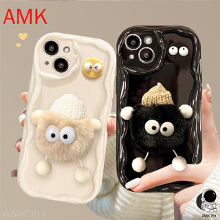 ốp lưng Amk 3D wave Samsung S24 S23 S22 S21 Plus Ultra S20 FE A05S A05 A04 A03 A55 A54 A35 M54 M34 M14 5G trong suốt Đồ chơi bóng lông sáng tạo & Vòng tay ngọc trai Vỏ điện thoại chống sốc GNCNY