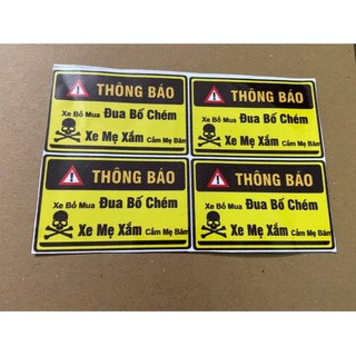 Decal tem xe cảnh báo, tem xe máy cảnh báo chống nước nhiều mẫu