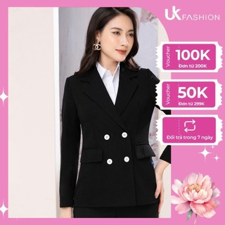 Áo Vest Nữ Công Sở UK Fashion Thiết Kế Thanh Lịch Dài Tay 4 Cúc, Chất Liệu Vải Nhập Hàn Cao Cấp UKAK2211001