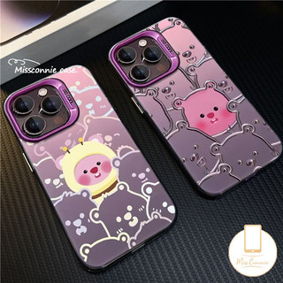 Ốp lưng cặp đôi Little Beavers màu hồng dễ thương Tương thích cho IPhone 15 14 11 12 13 Pro Max XR 7Plus XS Max X 8 7 Plus SE 2020 Phim hoạt hình Sanrio Loopy Vỏ ống kính kim loại mạ sang trọng
