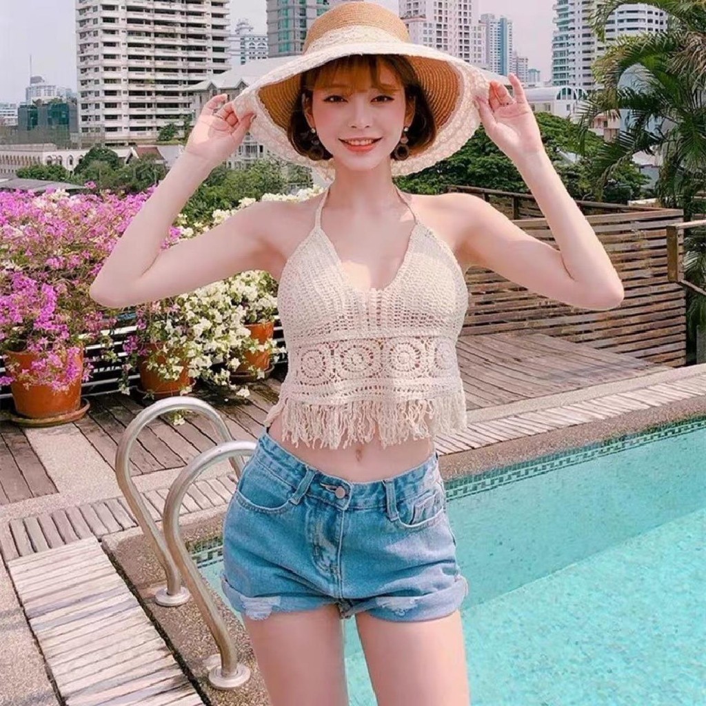 Áo bra len móc nhiều kiểu mặc đi biển⚡️bikini hot