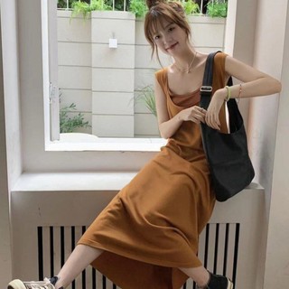 [Linin] Váy không tay Váy Vest Váy đeo chéo phong cách mới Váy dài hai mảnh