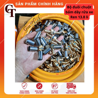 Combo bộ bấm đầu dây rửa xe 8.5 li , khoen inox - đuôi chuột 8 li ren trong - ren ngoài 13.8 li