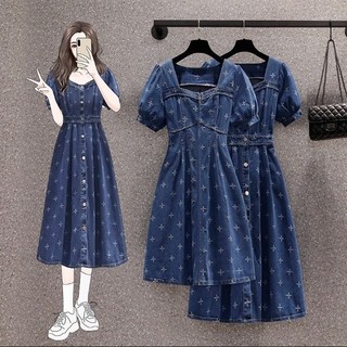 🌸Hàng Order🌸Váy Đầm Bigsize Jean Hoạ Tiết Tay Bồng Kiểu Cách Dáng Xoè Trẻ Trung Nữ Tính🌸 Hàng Quảng Châu