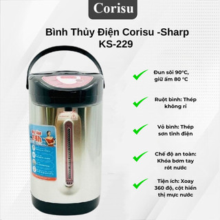 Bình thủy điện sharp ks-229 dung tích 4.8 lít công suất 750w giữ ấm, đun sôi nhanh, bảo hành 12 tháng toàn quốc
