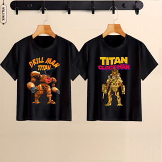 Áo Thun Titan Clock Man Titan TV Man Titan Cameraman LV3 Drill Man Skibidi Toilet màu đen cho bé NTSHIRT