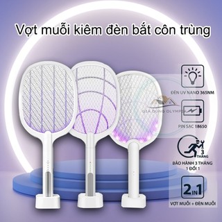 Vợt Muỗi kiêm Đèn Bắt Muỗi 2 trong 1 Pin sạc máy bắt muỗi sử dụng đèn uv, vợt bắt muỗi thông minh để bàn - Olympia