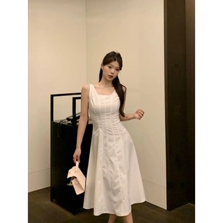 Đầm trắng eo mỏng xương cá thời trang Behs 7381