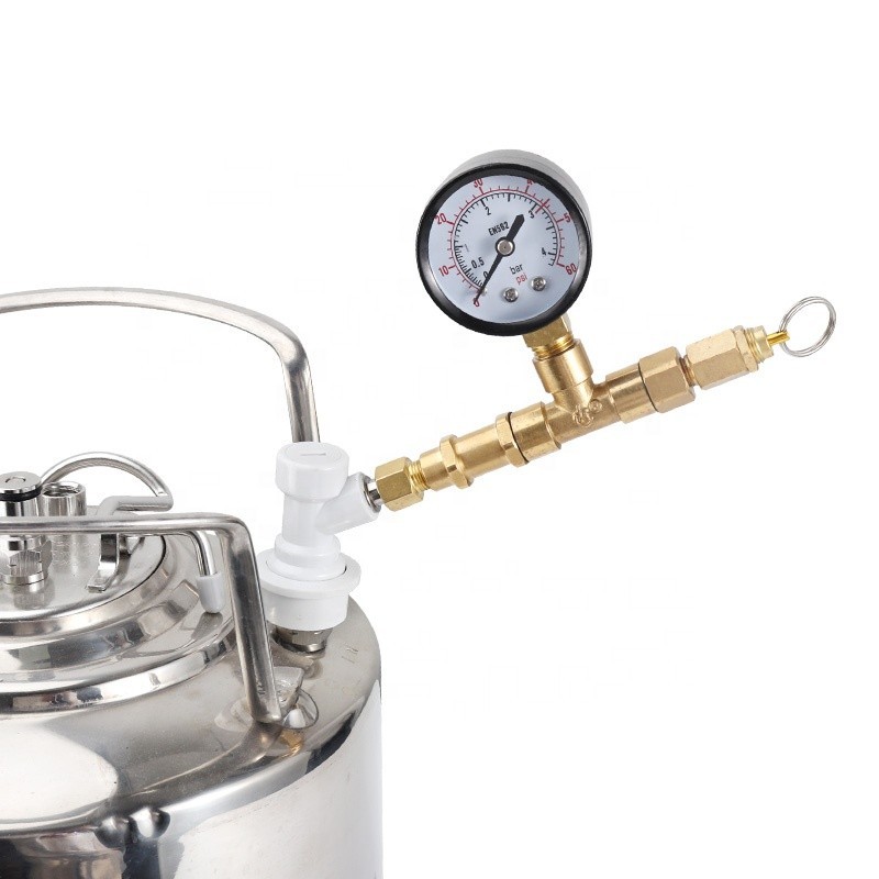 0 ~ 60psi / 0-4 bar Đồng hồ đo van áp suất có van giảm áp, Van áp suất khóa bi bia tại nhà có đồng h