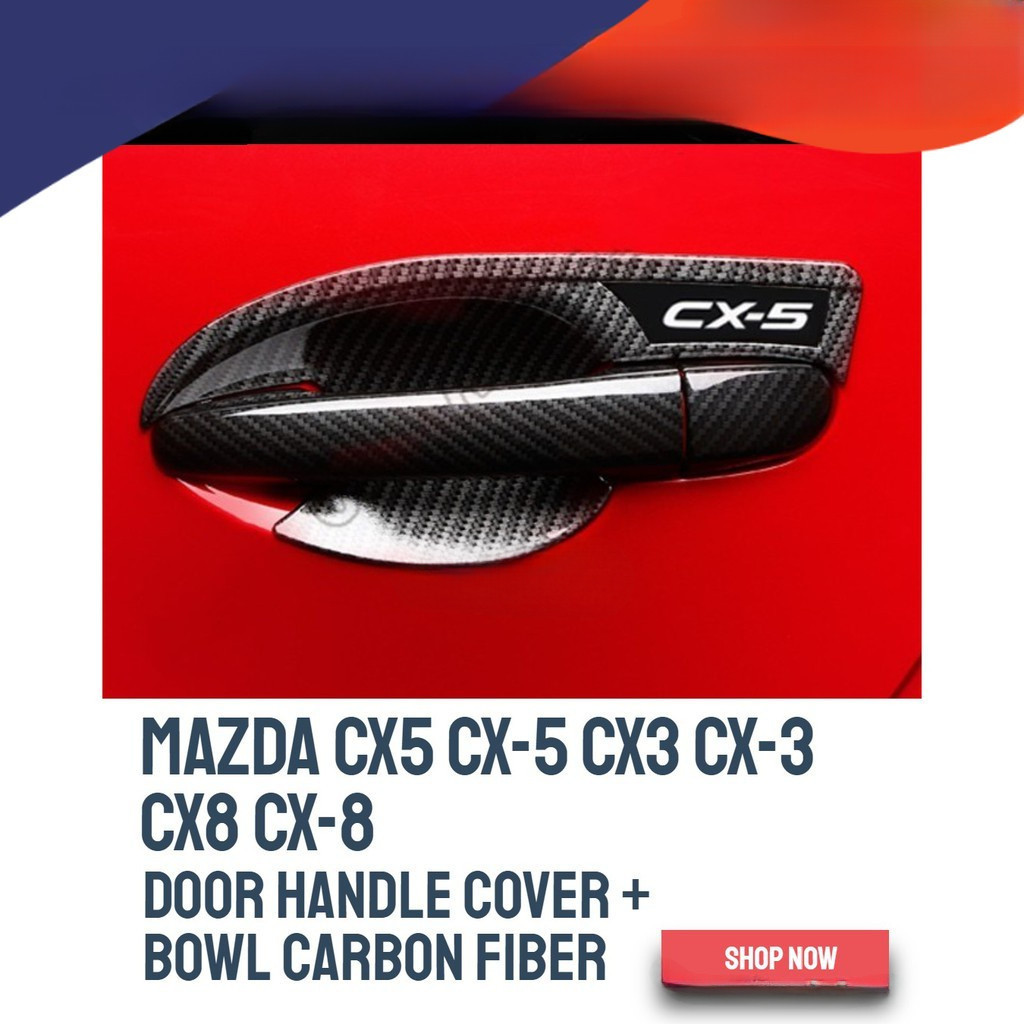 Mazda CX5 CX-5 CX3 CX-3 CX8 CX-8 2017-2025 tay nắm cửa vỏ / tay cầm bát sợi carbon