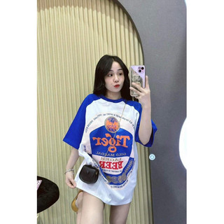 Áo thun phối màu tay in logo b ia he niken, ÁO THUN UNISEX IN LOGO 2 MÀU TRẮNG, ĐEN alohashop91