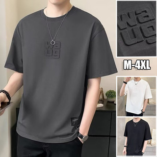 Hot Bán Áo nam M-4XL Trơn Thời Trang In Cổ Tròn Phong Cách Hàn Quốc Áo Sơ Mi Thường Ngày