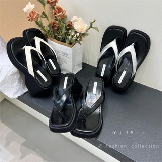 2024 Phong Cách Mới Flip-Toe Herringbone Wedge Gót Chân Dép Dép