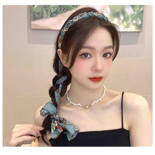 Băng Đô Hoa Mùa Xuân Cho Nữ Retro Dệt Streamer Bím Tóc Khăn Lụa Băng Đô Quấn Tóc