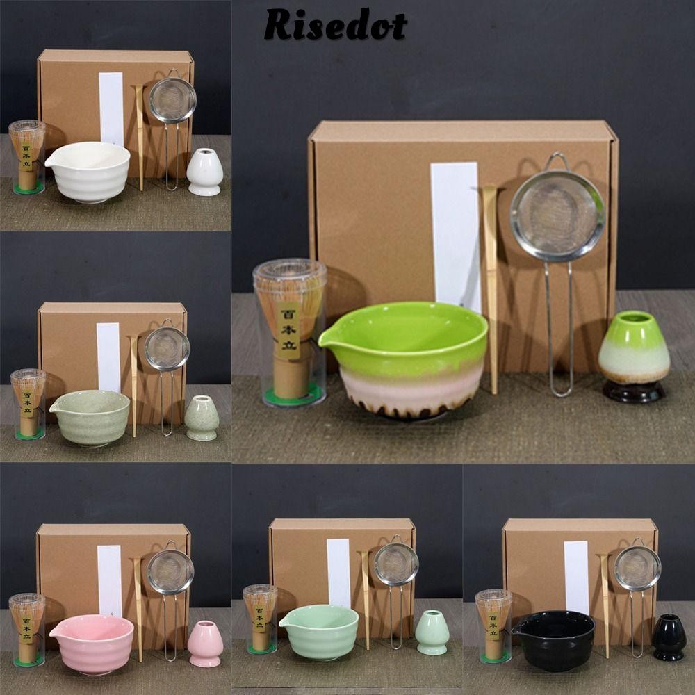 Risedot 5 Bộ Trà Matcha Nhật Bản, Bộ Thìa Matcha Cấp Thực Phẩm Bằng Gốm Tre, An Toàn Có Thể Tái Sử Dụng Có Vòi Khuấy Chasen Nhật Bản