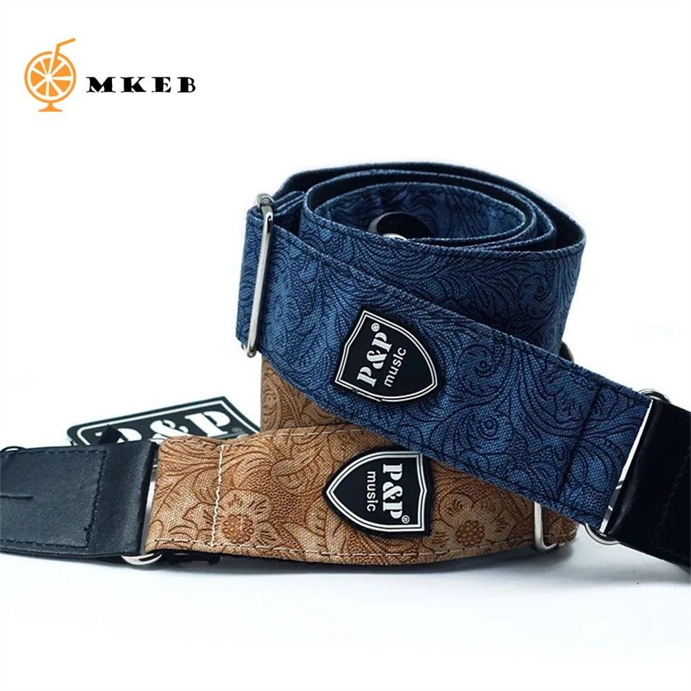 Mkeb Dây Đeo Đàn Guitar Điện / Guitar Điện / Guitar Bass Họa Tiết Dập Nổi Chất Liệu Denim Cotton