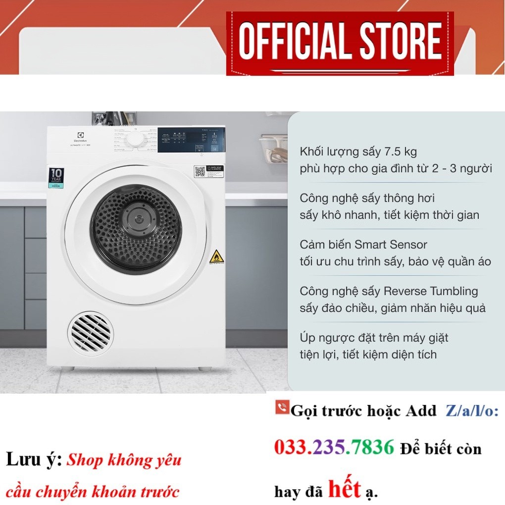 MÁY SẤY ELEC EDV754H3WB (7.5KG) <Sale<