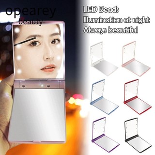 Opearey Gương trang điểm, Gương du lịch có thể gập lại, Mini cầm tay với 8 đèn LED Gương đèn LED