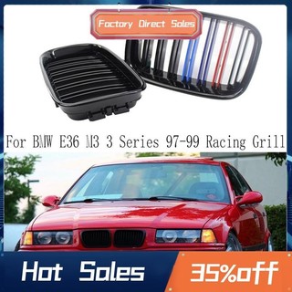 Xe Phía Trước Hood Thận Đôi Đường Lưới Nướng Thể Thao Đua Xe Lưới Tản Nhiệt Cho Xe BMW E36 M3 3 Series 97-99 Đua Nướng Thay Thế