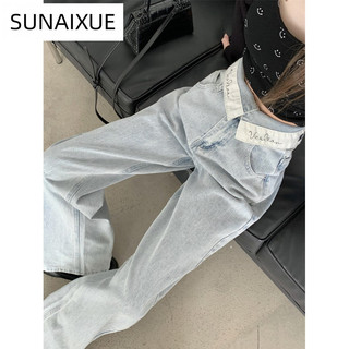 SUNAIXUE quần ống rộng quần nữ jean Xu hướng hàn quốc Hàn Phong thời trang WNK23A0YA8 8Z240220