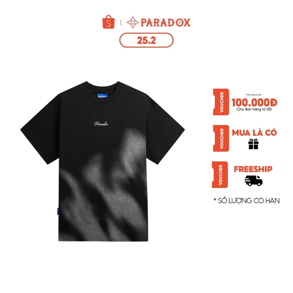 Áo thun form rộng Paradox tay lỡ - Unisex - In hình - SHADOW TEE - Đen, Trắng